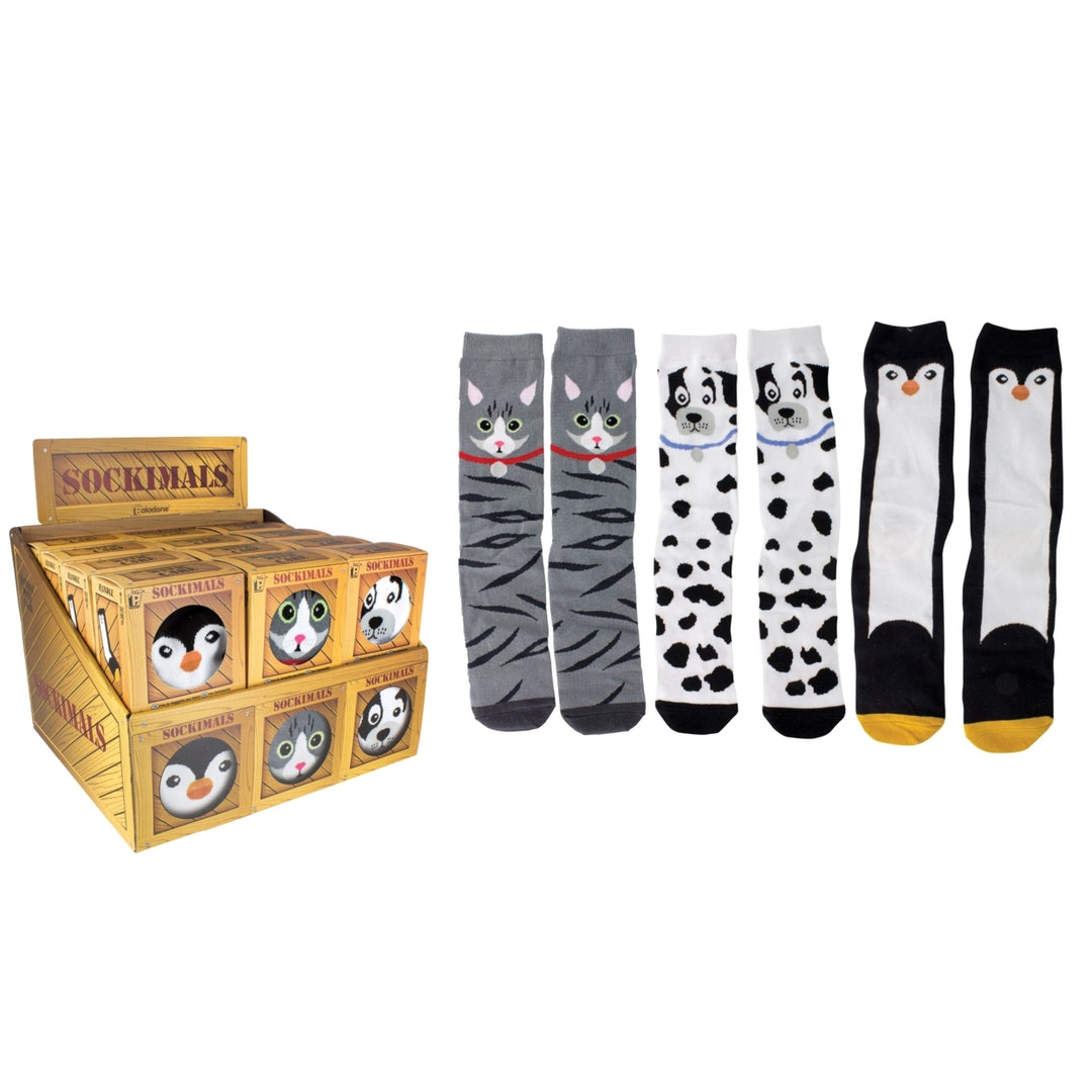 (3 Pack) Sockimals Ladies Animal Face Socks with Gift Boxes One Size Image 1