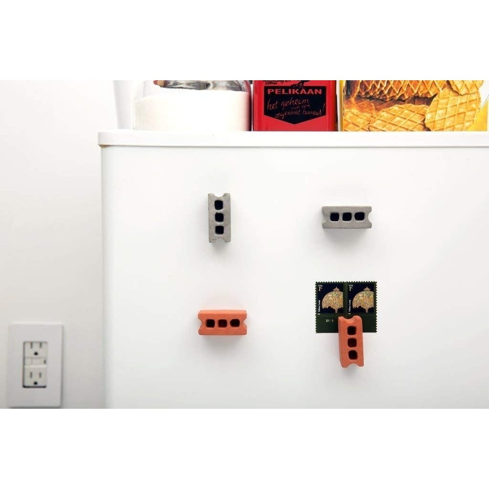 (Set of 8) Kikkerland MG78 Cinder Block Refrigerator Magnets Multicolored Image 2