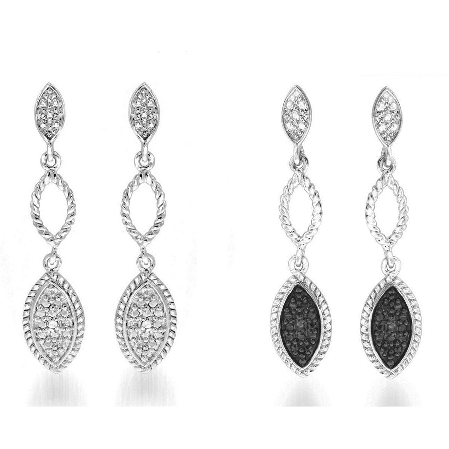 2 Pairs of Diamond Dangle Earrings -Black and White Diamonds Image 1