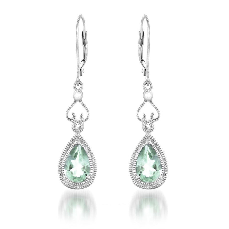 2.60CTW Green Amethyst and White Topaz Dangle Earrings in Sterling Silver Image 1