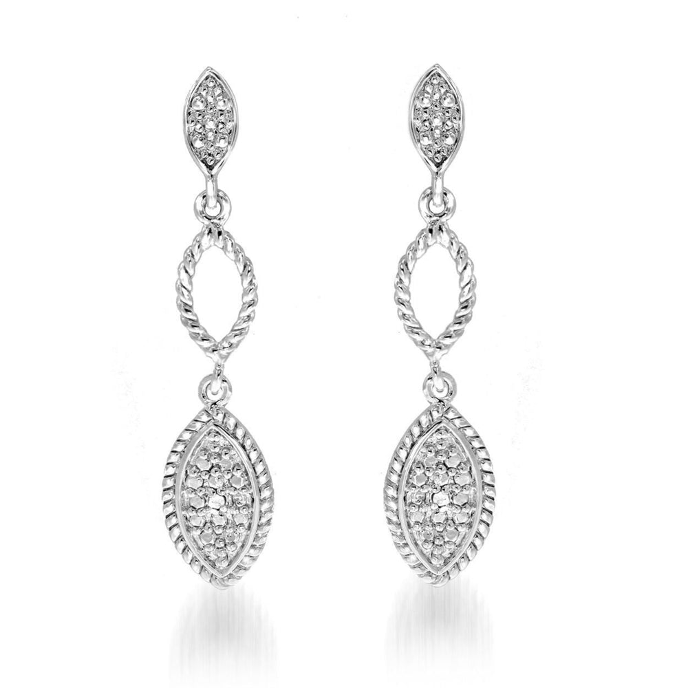2 Pairs of Diamond Dangle Earrings -Black and White Diamonds Image 2