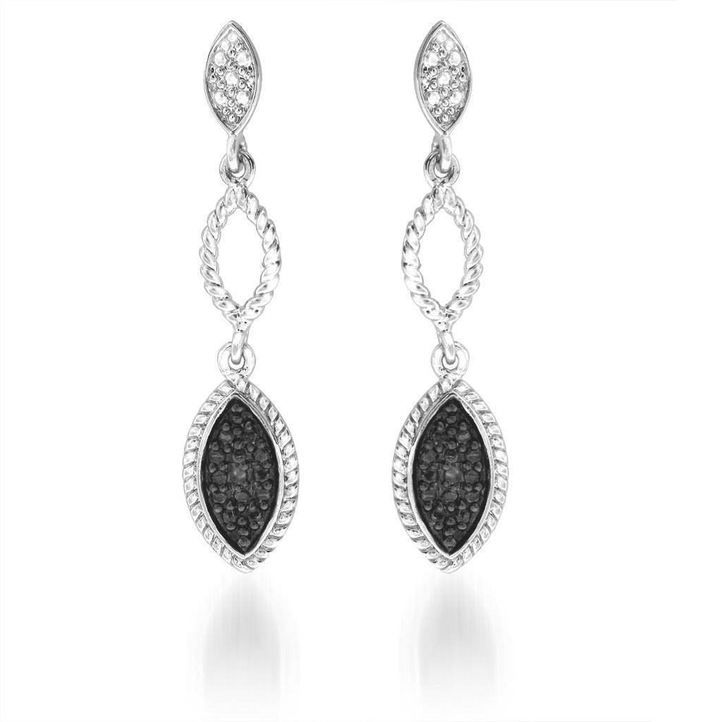 2 Pairs of Diamond Dangle Earrings -Black and White Diamonds Image 3