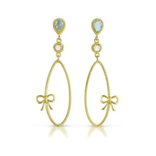 BLUE AND WHITE TOPAZ DANGLING EARRINGS IN 18K GOLD PLATED STERLING SILVER Image 1
