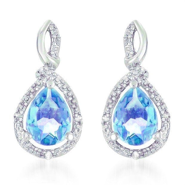 Blue Topaz and Diamond Earring in Sterling Silver Image 1