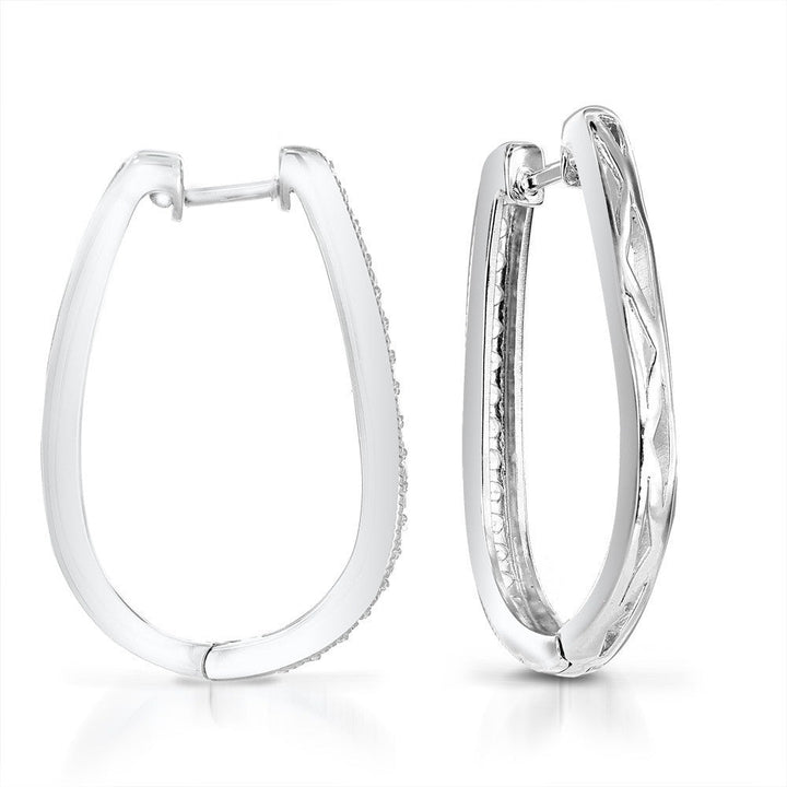 Lab Created White Sapphire Hoop Earrings in Sterling silver Image 2
