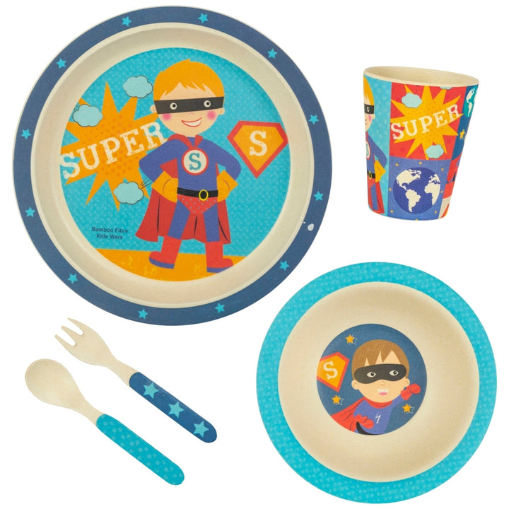 Sara Cucina BambooWare Eco Bamboo Fiber Kids Dinnerware Set Super Hero 5 Piece Image 3