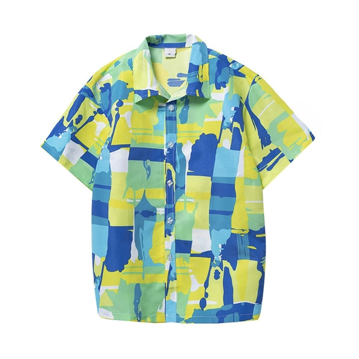 Mens Shirt Summer Beach Shirts Printed Short Sleeve Hawaii Style Image 2