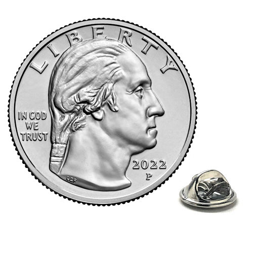 Lapel Pin  George Washington Facing Right Obverse Coin Quarter Lanyard Pins Uncirculated U.S. Quarter 2022 Tie Pin Image 1