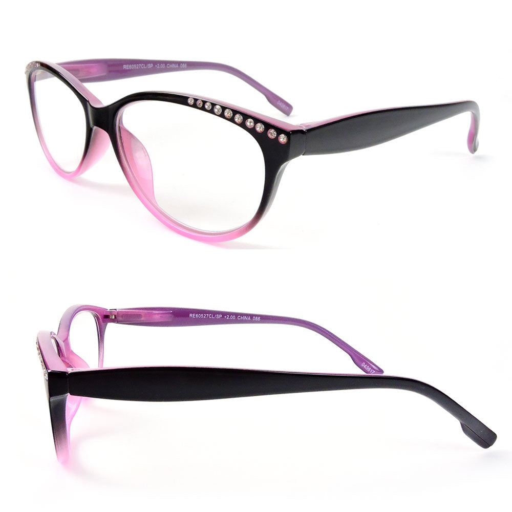 Reading Glasses Cat Eye Frame Spring Hinges Crystal Readers Image 2