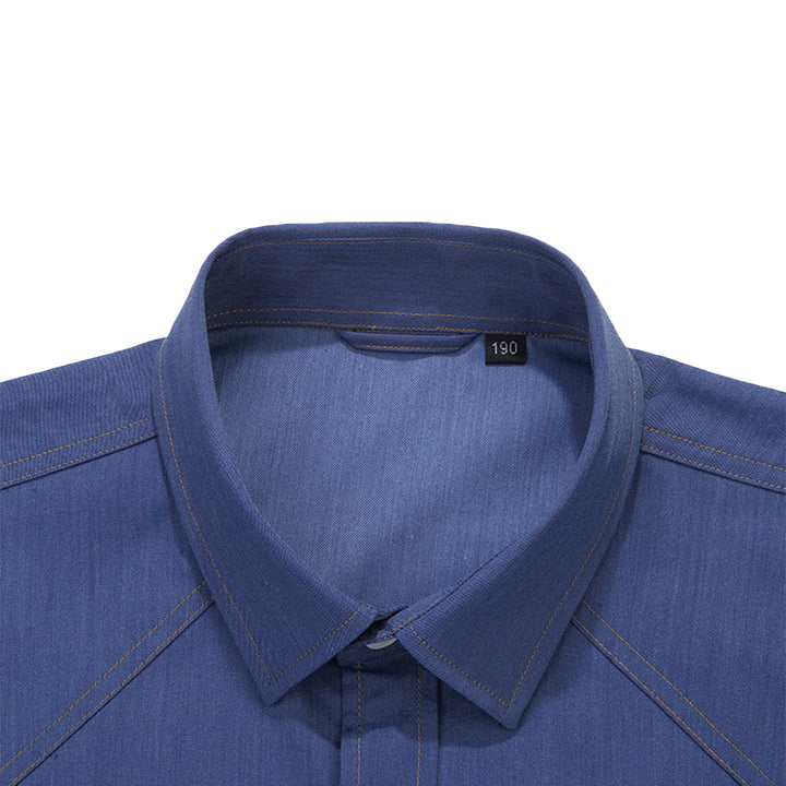 Mens Shirt Mens Solid Color Business Casual Long Sleeve Shirt Image 3