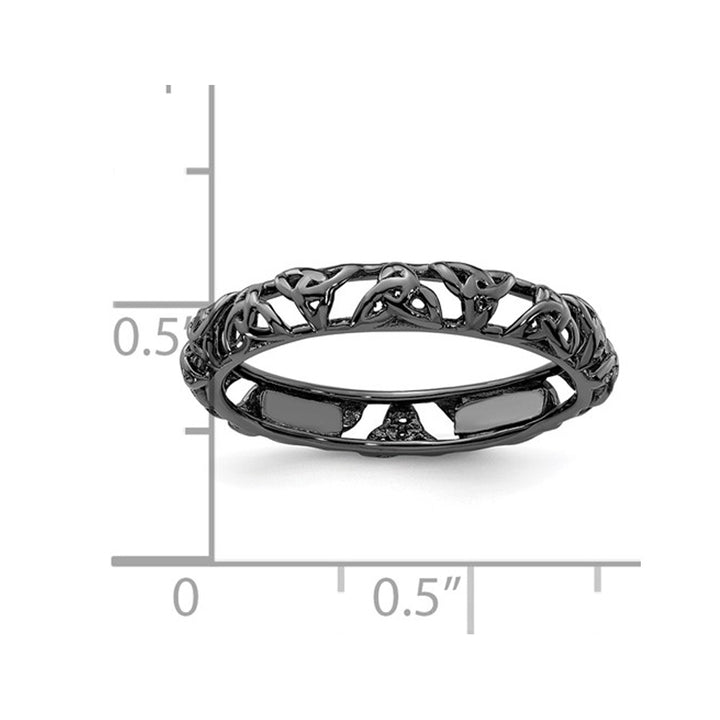 Sterling Silver Black Plated Celtic Knot Band Ring Image 3