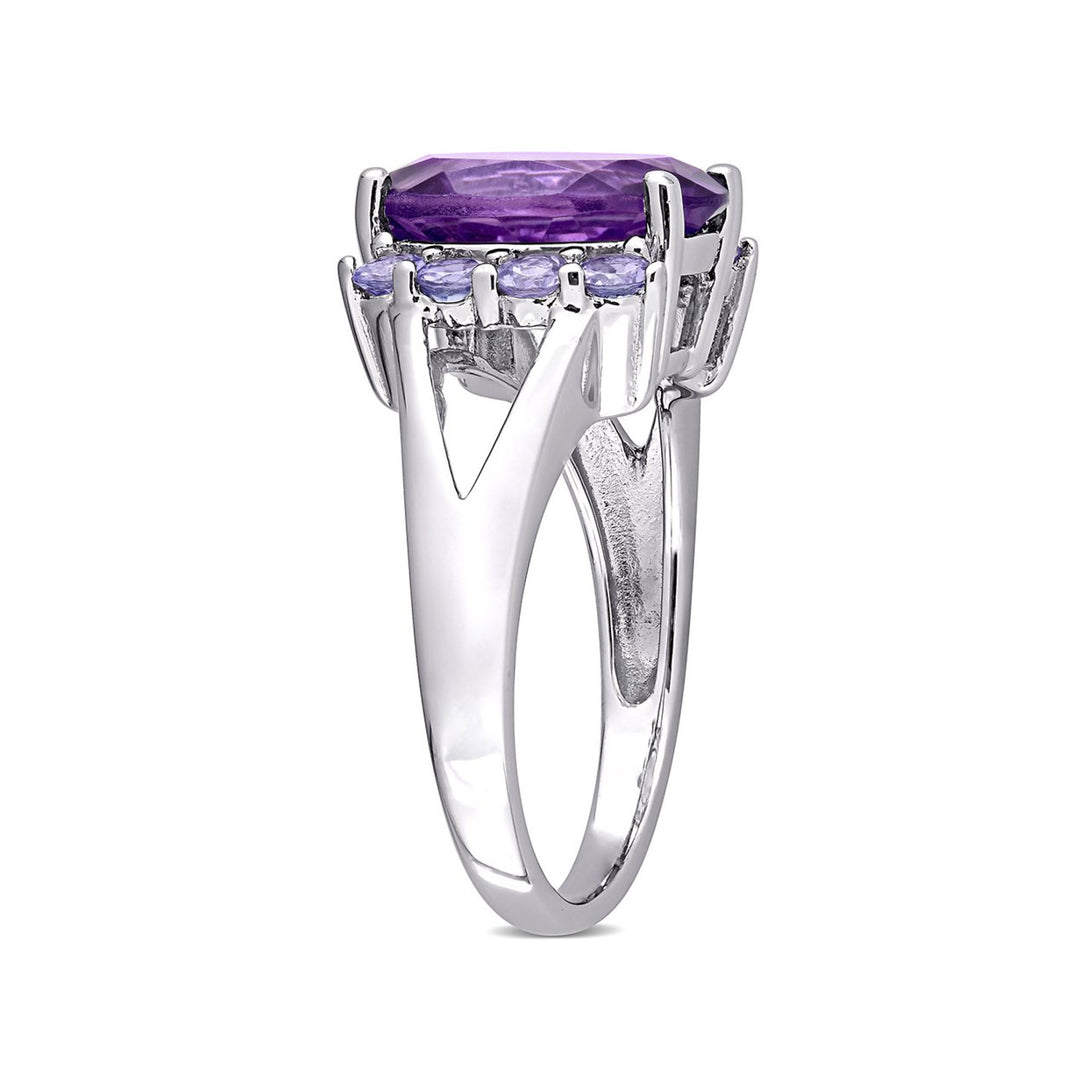 4.50 Carat (ctw) Amethyst and Tanzanite Ring in Sterling Silver Image 3