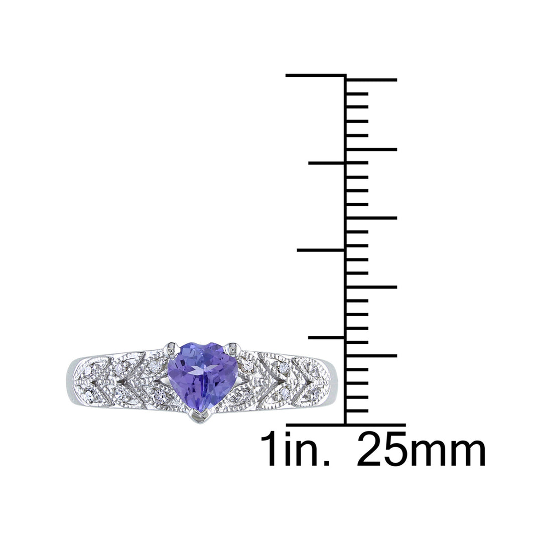 2/5 Carat (ctw) Tanzanite Heart Ring in Sterling Silver with Diamond Accent Image 2