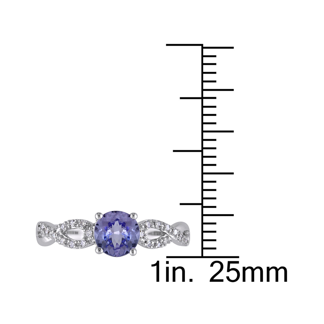 1.00 Carat (ctw) Tanzanite Infnity Ring in 10K White Gold with Diamonds Image 3