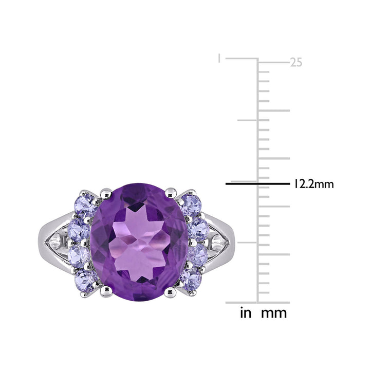 4.50 Carat (ctw) Amethyst and Tanzanite Ring in Sterling Silver Image 4