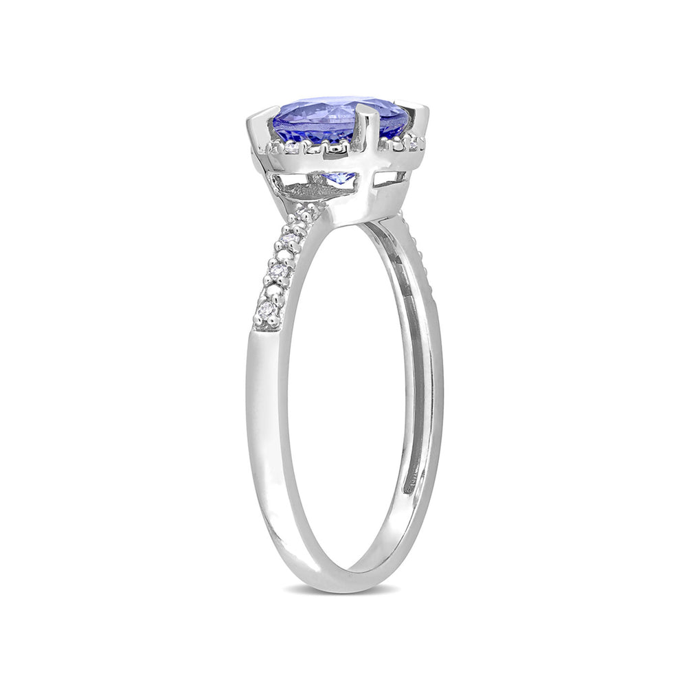 1.50 Carat (ctw) Tanzanite Solitaire Ring in 10K White Gold with Accent Diamonds Image 2