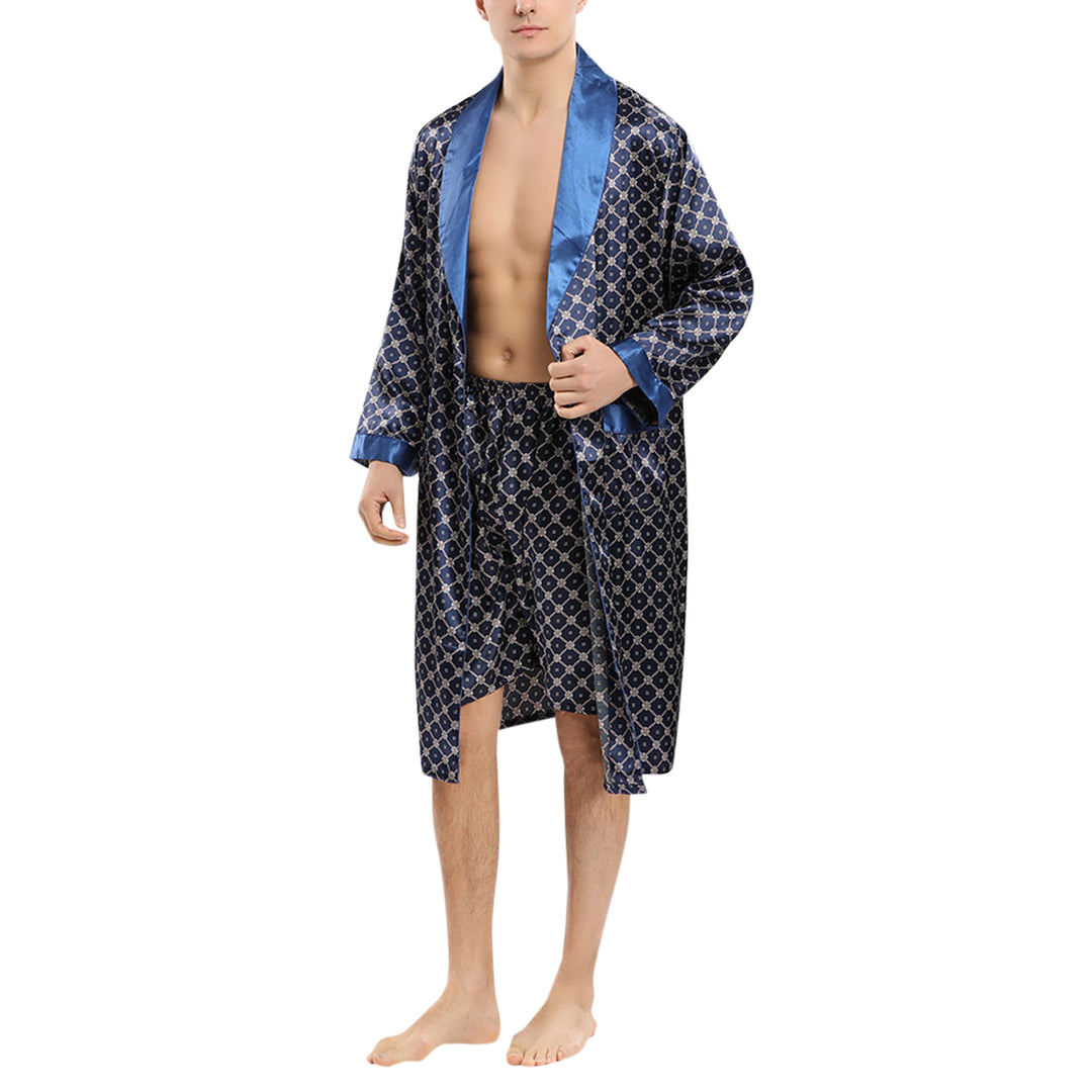 Men Pajamas Set Spring Summer Casual Print Plaid Sleepwear Soft Lougewear For Men Image 3