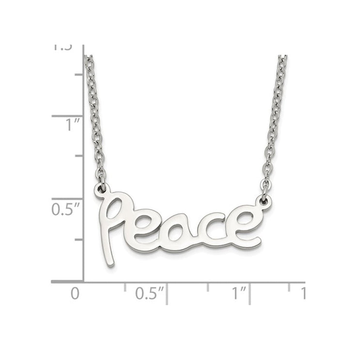 Stainless Steel Polished PEACE Necklace with Chain Image 2