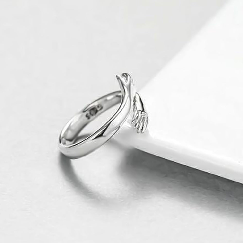 Simple Adjustable Open Love Hand Hug Ring Wedding Jewelry Accessory Image 2