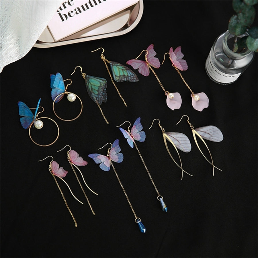 Fashion Elegant Butterfly Wings Long Drop Line Hook Earrings Women Jewelry Gift Image 1