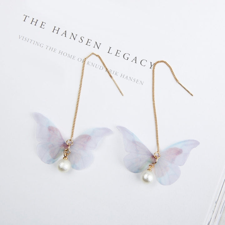 Fashion Elegant Butterfly Wings Long Drop Line Hook Earrings Women Jewelry Gift Image 4