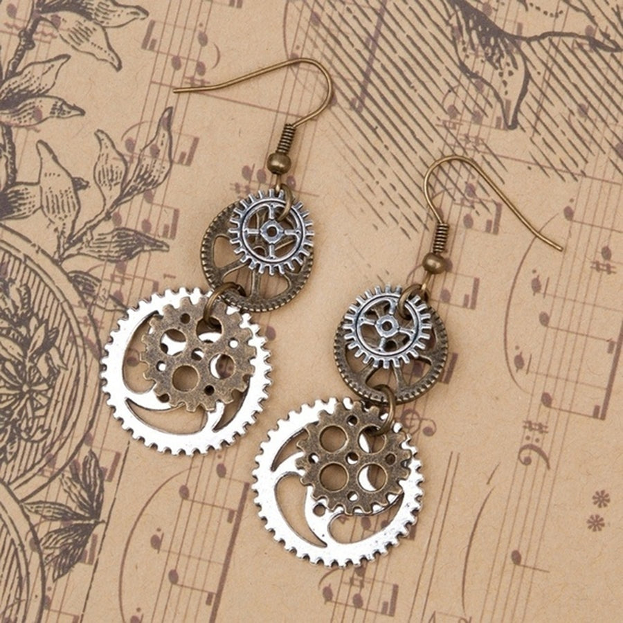 Steampunk  Women Gear Pendant Hook Earrings Piercing Party Club Jewelry Gift Image 1