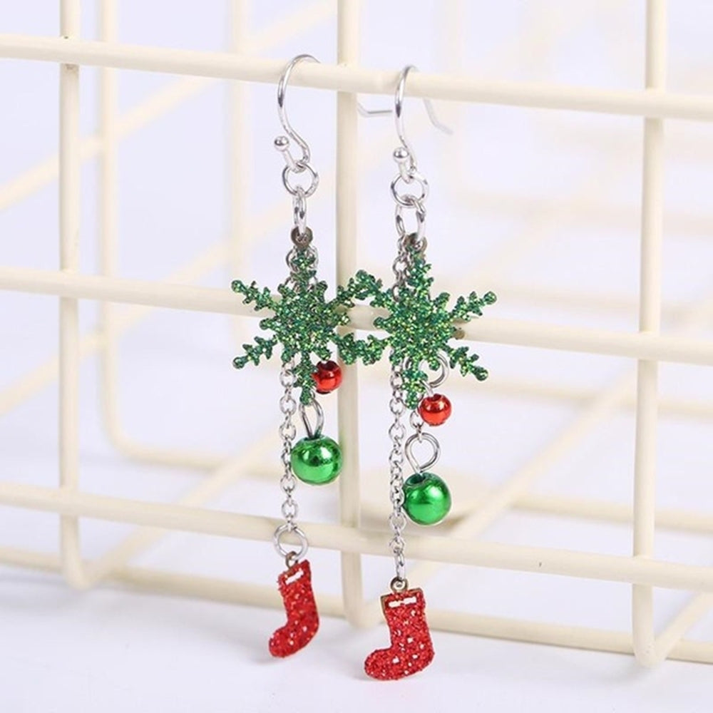 Cute Women Christmas Snowflake Boots Dangle Drop Hook Earrings Jewelry Gift Image 2