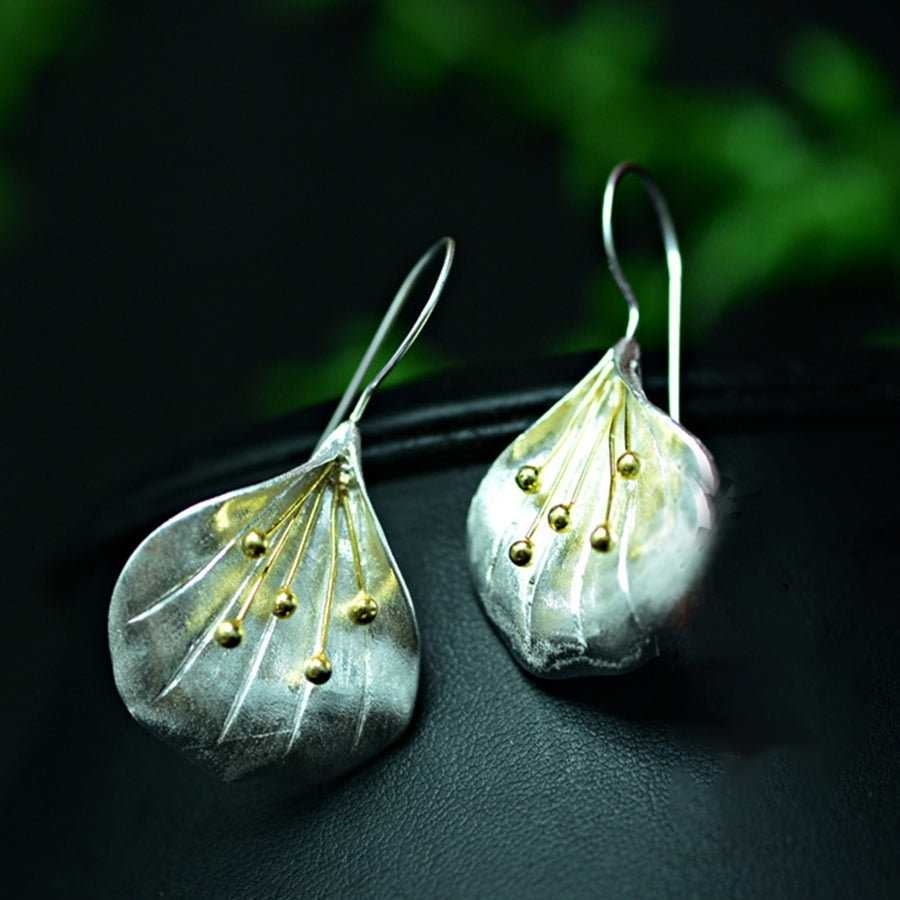1 Pair Petal Shape Long Drop Earrings 925 Silver Needle Handmade Women Hook Earrings Jewelry Accessory Image 1
