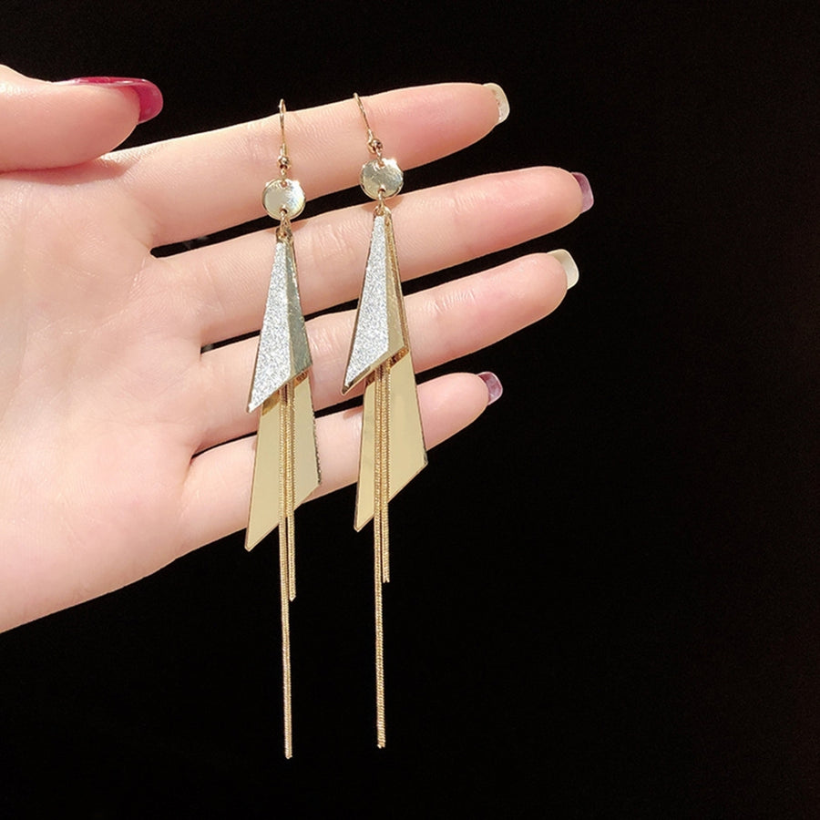 1 Pair Dangle Earrings Geometric Tassel Long Anti-allergy Lady Drop Earrings for Gift Image 1