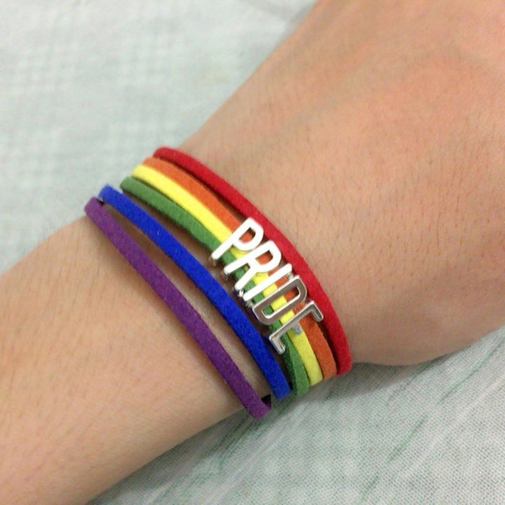 Fashion Women Men Colorful Rainbow Multilayer Pride Bracelet Wristband Jewelry Image 3