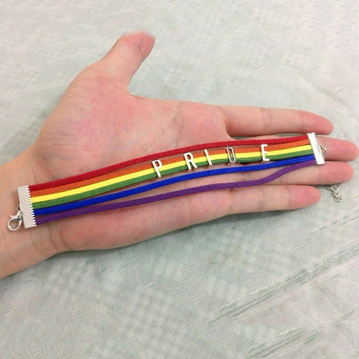 Fashion Women Men Colorful Rainbow Multilayer Pride Bracelet Wristband Jewelry Image 4