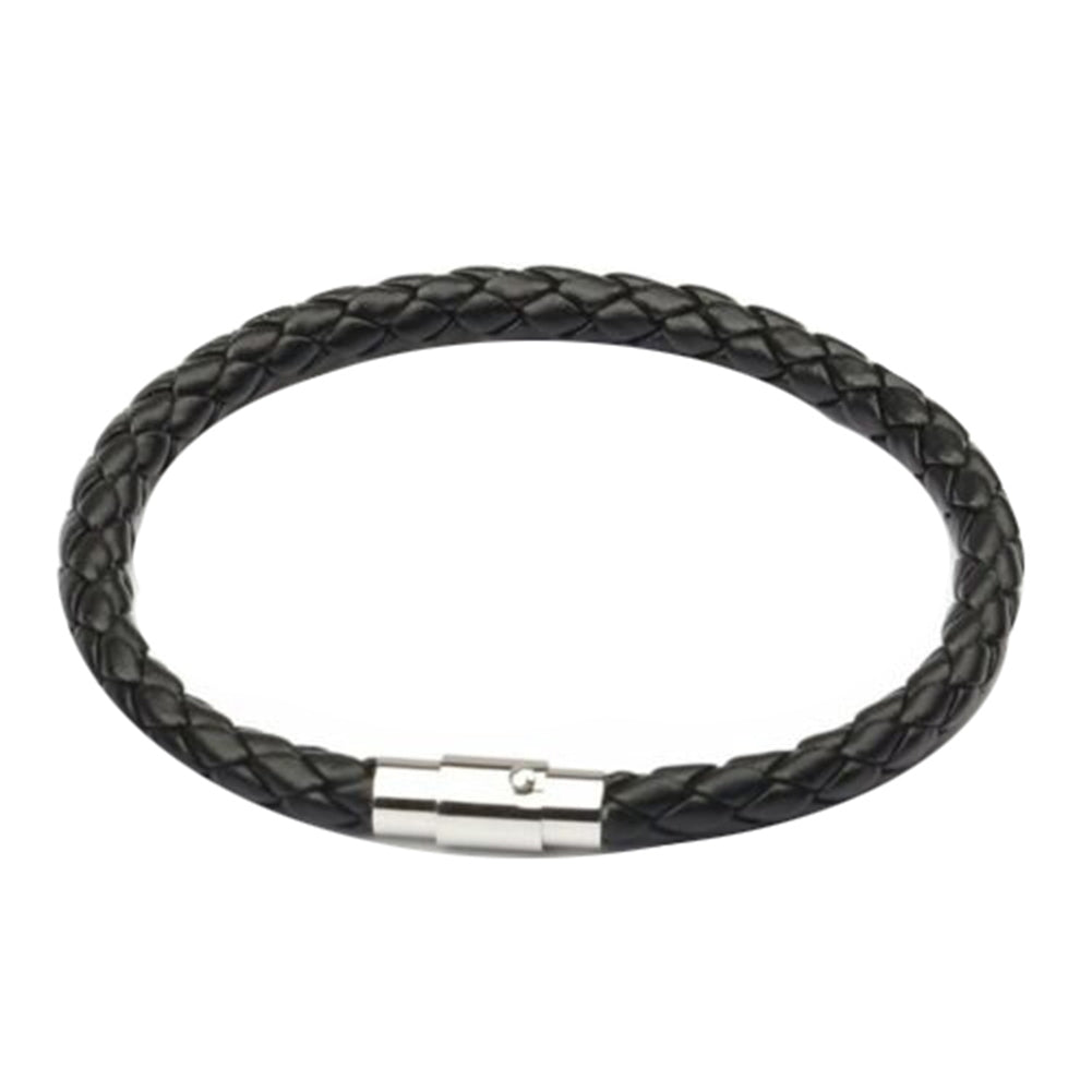 Unisex Faux Leather Braided Wristband Bracelet Magnetic Clasp Bangle Jewelry Image 1