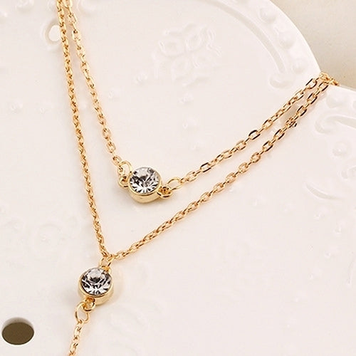 Women's Multilayer Chain Rhinestone Pendant Choker Necklace Jewelry Charm Image 2