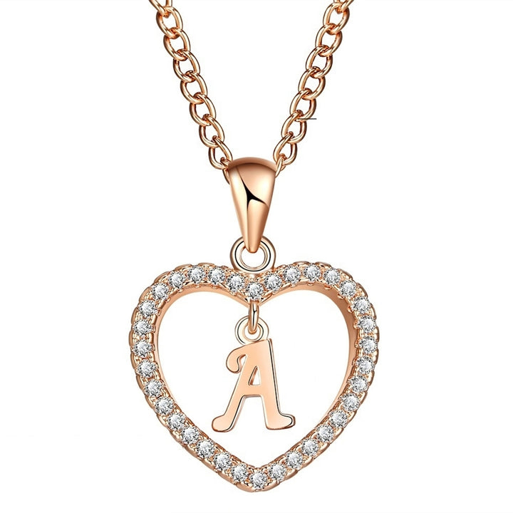 Concise Hollowed Heart Alphabet Unisex Necklace Jewelry Neck Chain Pendant Decor Image 2