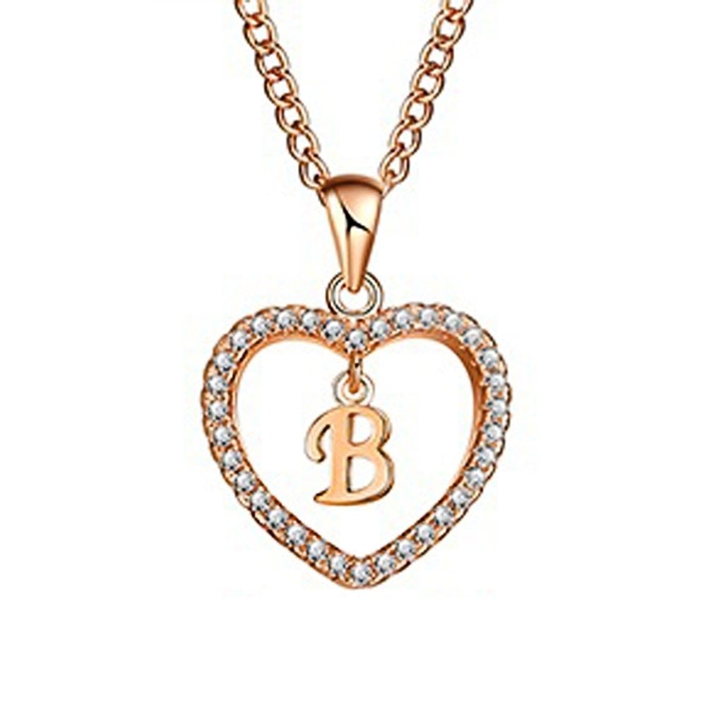 Concise Hollowed Heart Alphabet Unisex Necklace Jewelry Neck Chain Pendant Decor Image 3