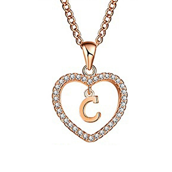 Concise Hollowed Heart Alphabet Unisex Necklace Jewelry Neck Chain Pendant Decor Image 4
