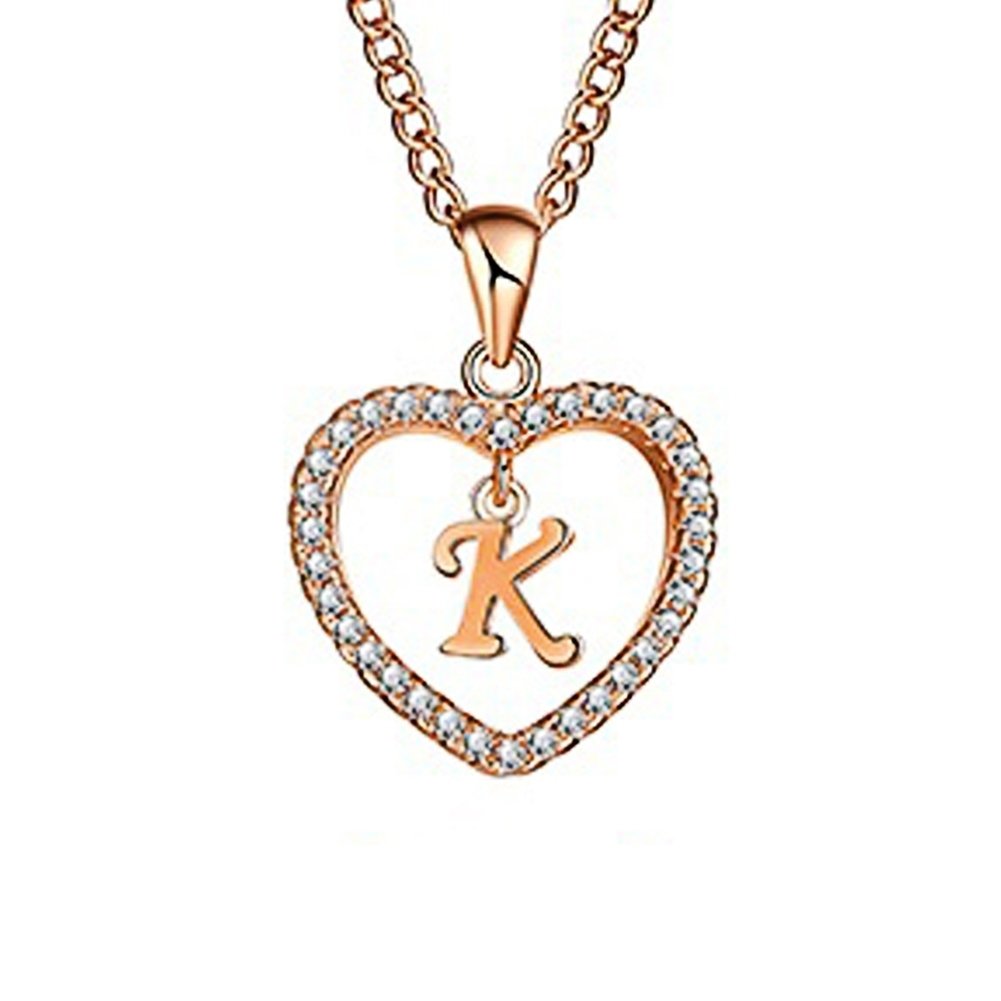 Concise Hollowed Heart Alphabet Unisex Necklace Jewelry Neck Chain Pendant Decor Image 1