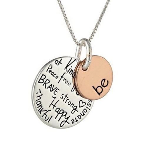 Women Two-Tone Be Graffiti Charm Pendant Necklace Sister Friendship Gift Image 2