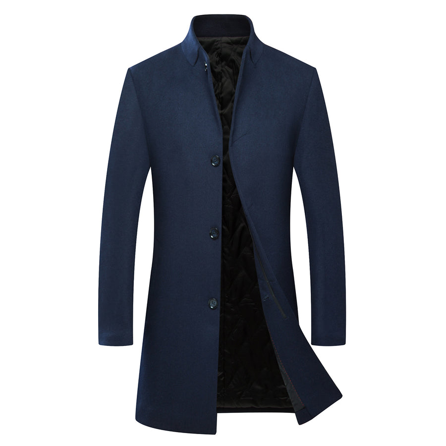 Men Coats Luxury Woolen Winter Thick Single Breasted Solid Business Overcoat Image 1