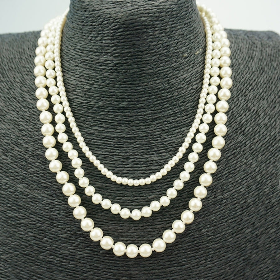Fashion Women Faux Pearl Charm Beaded Multilayer Long Necklace Jewelry Gift Image 1