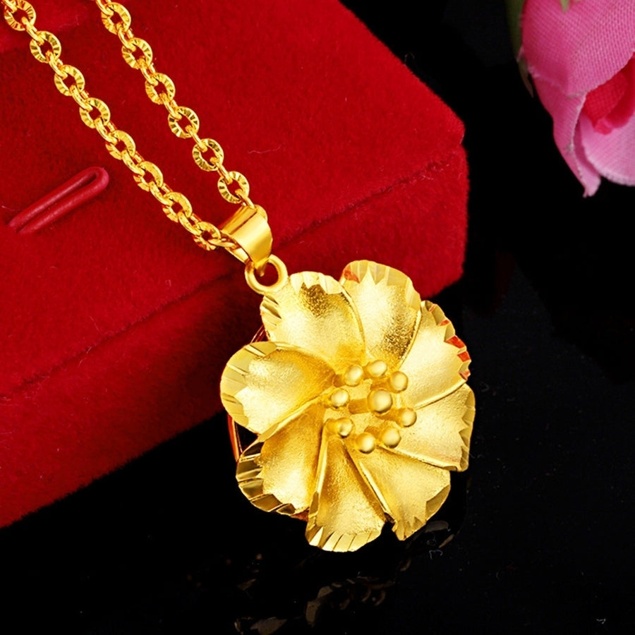 Fashion Women Gold Plated Hollow out Flower Pendant Chain Necklace Jewelry Gift Image 1