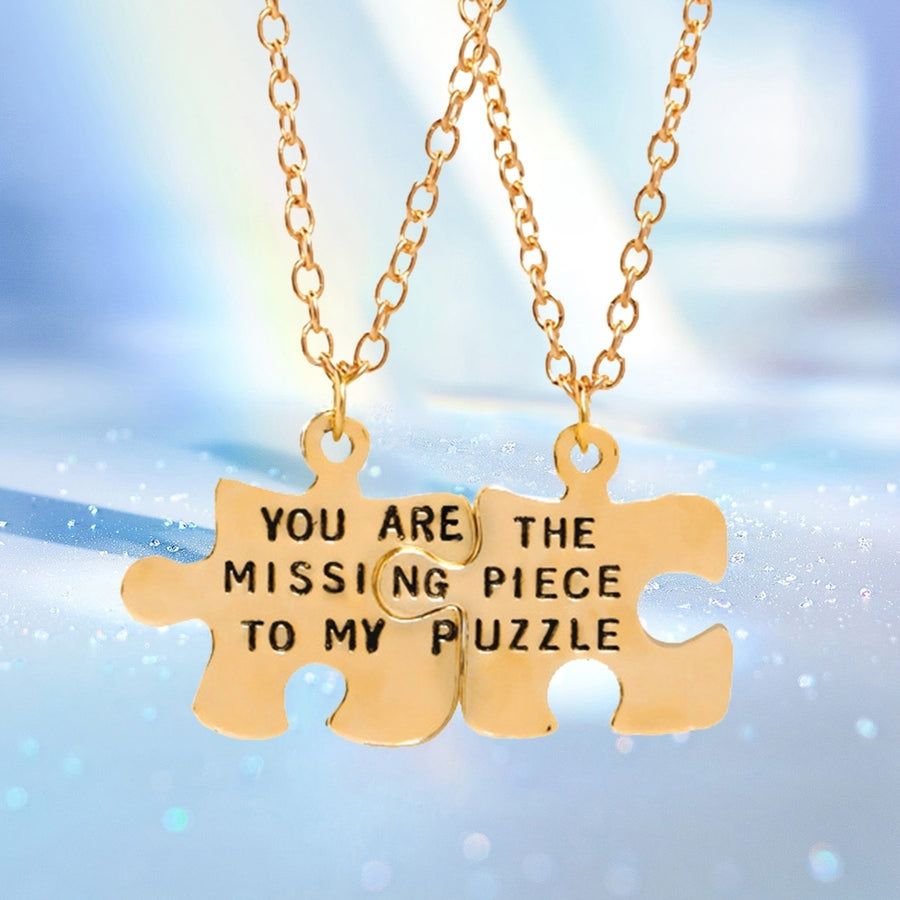 2Pcs Couple Necklaces Puzzles Letters Jewelry Simple Fashion Appearance Friendship Necklaces for Valentines Day Image 1