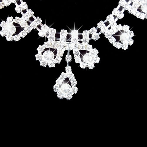 Lady Bridal Wedding Engagement Rhinestone Teardrop Necklace Earrings Jewelry Set Image 2