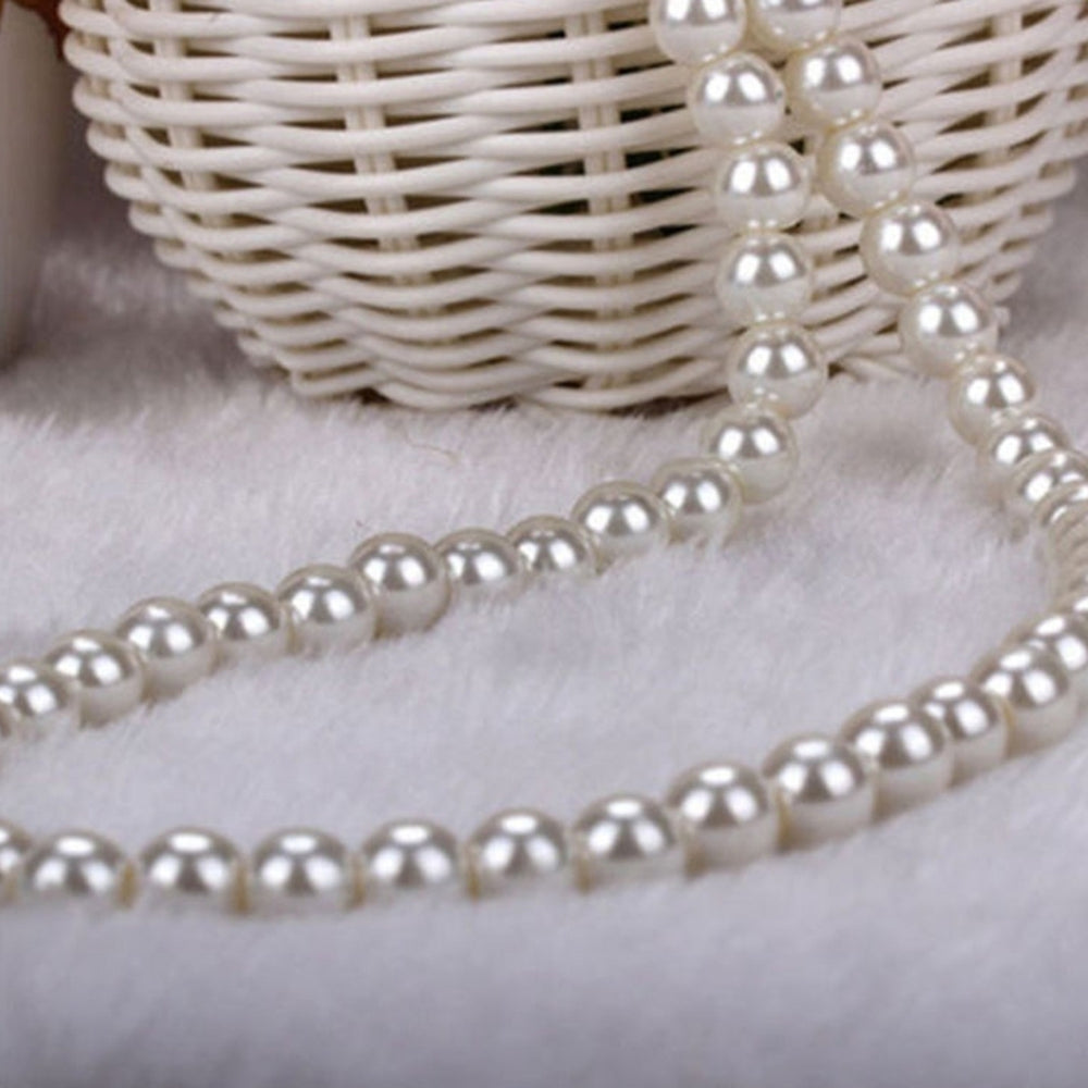 Elegant Women Faux Pearl Beads Necklace Bracelet Hook Earrings Party Jewelry Set Image 2