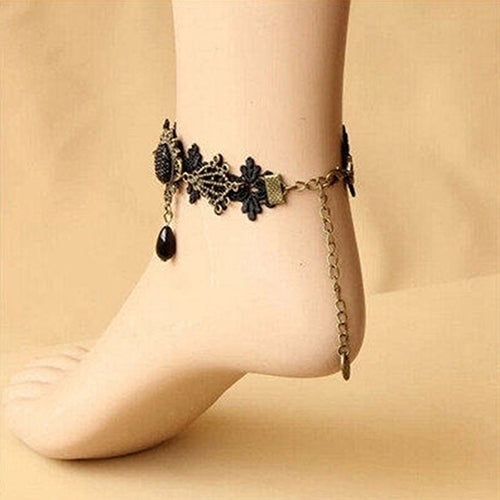 Vintage Gothic Lace Flower Ankle Bracelet Foot Chain Sandal Barefoot Anklet Image 2