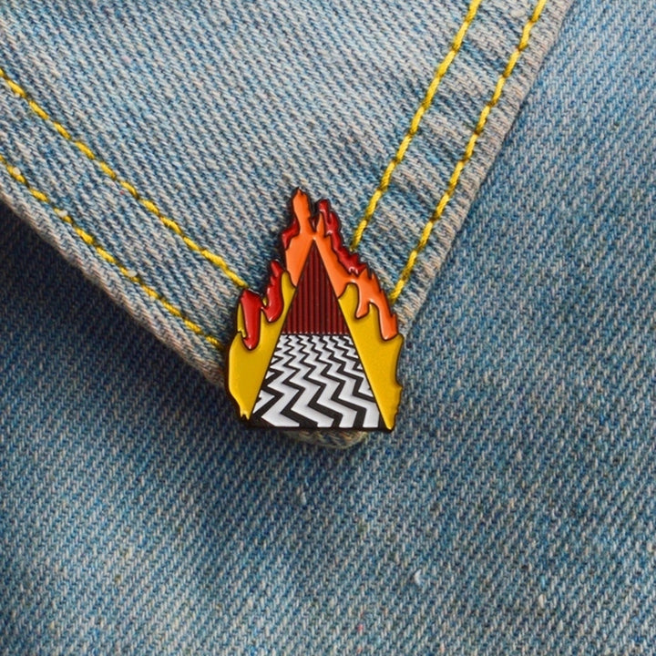 Fashion Burning Mountain Peak Enamel Button Pin Badge Brooch Lapel Jewelry Gift Image 3