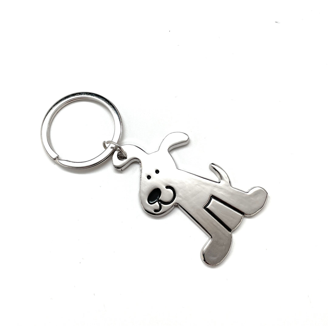 Dog Keychain Solid Silver with Black Enamel Charm Puppy Key Chain with Key Ring Dog Lover Gift Dog Gift Image 1