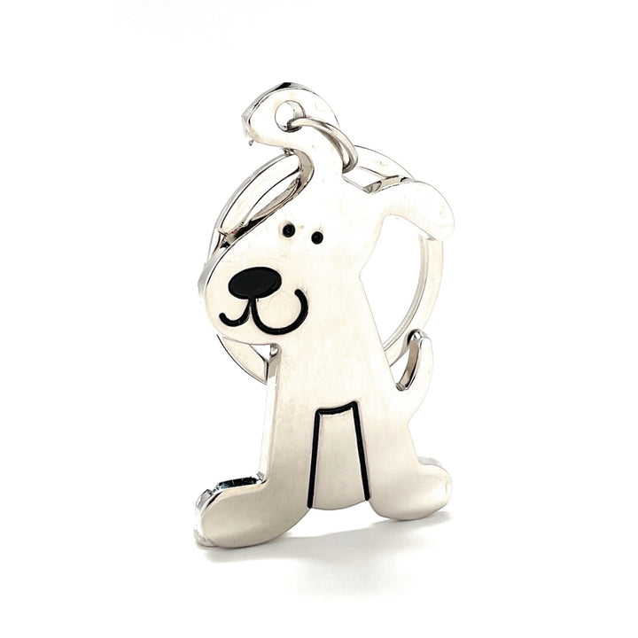 Dog Keychain Solid Silver with Black Enamel Charm Puppy Key Chain with Key Ring Dog Lover Gift Dog Gift Image 2