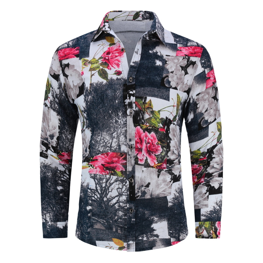 Men Shirt Vintage Ethnic Linen Long Sleeve Top Single Breasted Fashion Blouse Spring Streetwear Image 1