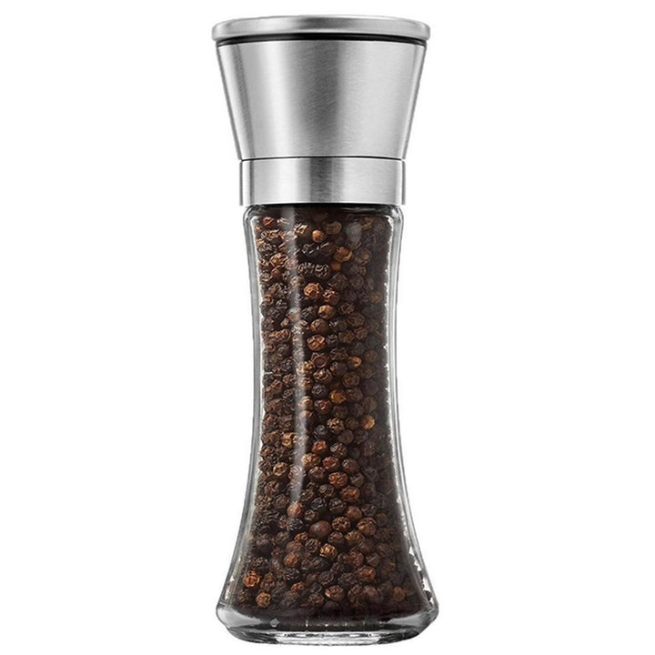 Stainless Steel Salt Pepper Grinder Tall Glass Adjustable Coarseness 304 Stainless Image 1